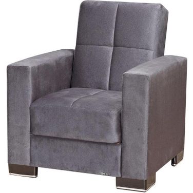 Armada Upholstered Convertible Armchair with Storage In Gray
