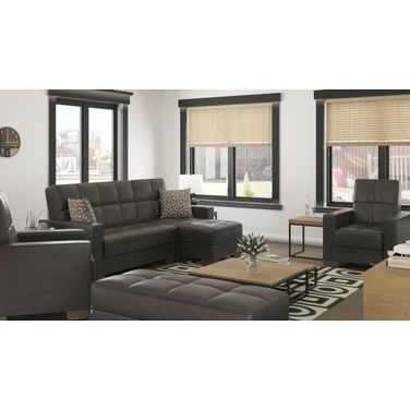 Armada Upholstered Convertible Chaise Lounge with Storage In Black ARM-CL-15-PU