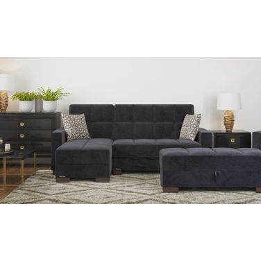 Armada Upholstered Convertible Chaise Lounge with Storage In Black ARM-CL-3