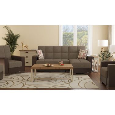 Armada Upholstered Convertible Chaise Lounge with Storage In Light Brown