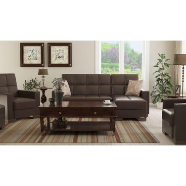 Armada Upholstered Convertible Chaise Lounge with Storage In Brown ARM-CL-16-PU