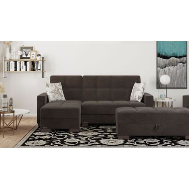 Armada Upholstered Convertible Chaise Lounge with Storage In Brown