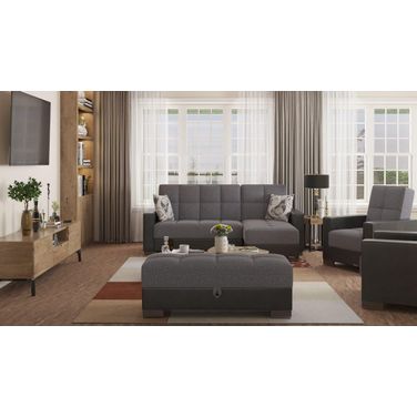 Armada Upholstered Convertible Chaise Lounge with Storage In Gray and Black ARM-CL-5