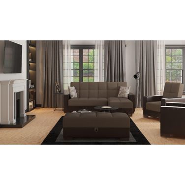 Armada Upholstered Convertible Chaise Lounge with Storage In Tan And Brown
