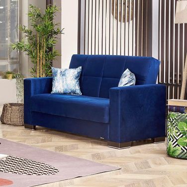 Armada Upholstered Convertible Loveseat with Storage In Blue