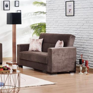 Armada Upholstered Convertible Loveseat with Storage In Brown