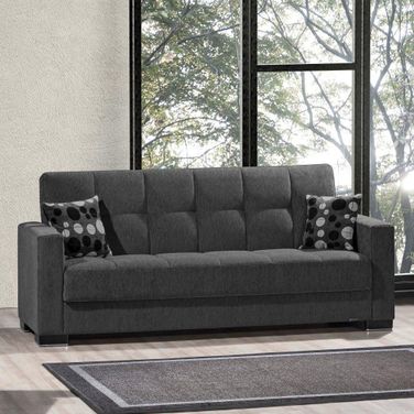 Armada Upholstered Convertible Sofabed with Storage In Dark Gray