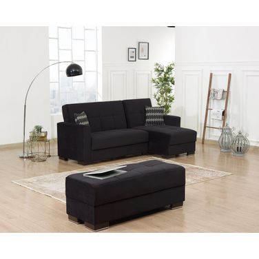 Armada Upholstered Ottoman with Storage In Black