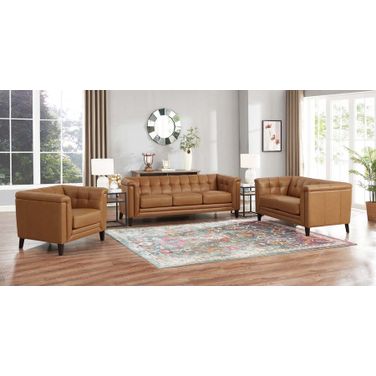 Arvo Leather Living Room Set In Cognac