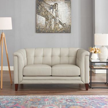 Arvo Leather Loveseat In Vanilla