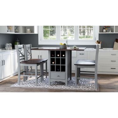 Asbury Park Counter Height Drop Leaf Dining Room Set (Grey)