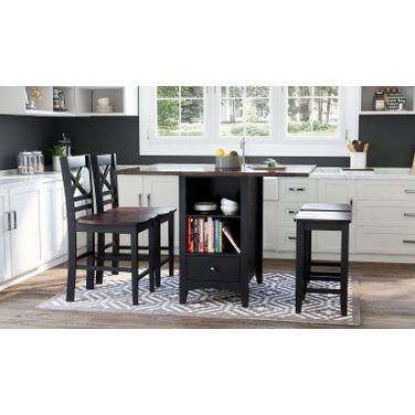 Asbury Park Counter Height Drop Leaf Dining Set w/ Chair Choices (Black)