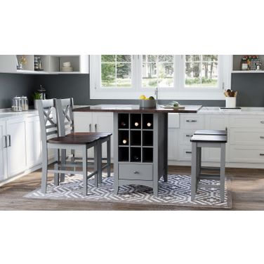 Asbury Park Counter Height Drop Leaf Dining Set w/ Chair Choices (Grey)