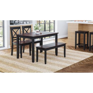 Asbury Park 4 Piece Dining Room Set with Bench In Black