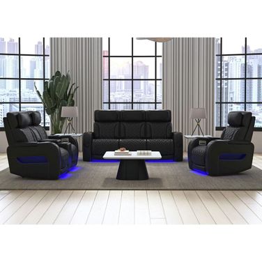 Ascend Power Living Room Set With LED In Black