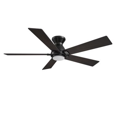 Ascender 48 Inch 5-Blade Flush Mount Smart Ceiling Fan with LED Light and Remote In Walnut and Black