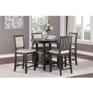Asher Brown And Black Counter Height Dining Room Set