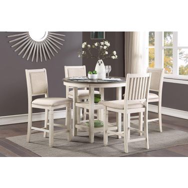 Asher Brown And White Counter Height Dining Room Set