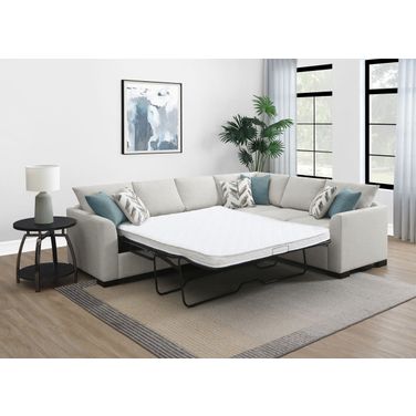 Ashford Chenille Upholstered Sleeper Sectional Sofa In Greige
