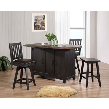 Ashford Home Office Island In Black and Rustic Walnut