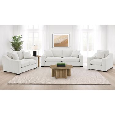 Ashlyn Fabric Upholstered Track Arm Living Room Set In Sand