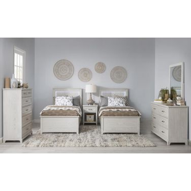 Ashton Complete Youth Panel Bedroom Set In Bleached Linen