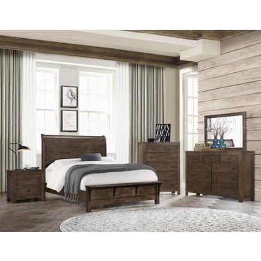 Ashton Hills Panel Bedroom Set In Ash Brown