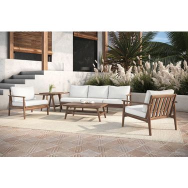 Ashton Performance Fabric Outdoor Patio Living Room Set In Natural