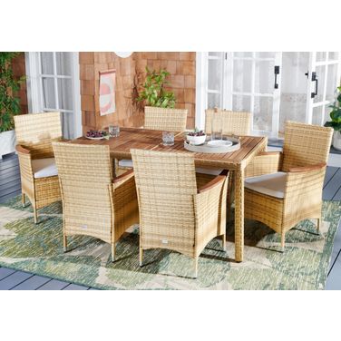 Ashwin Dining Set in Natural and White