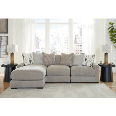 Aslan Court 3-Piece LAF Sofa Sectional with Chaise In Pebble