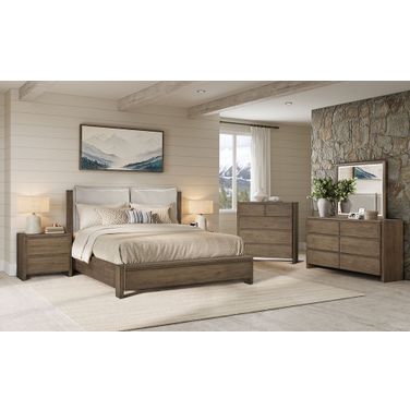 Aspen Springs Platform Bedroom Set in Weathered Plank