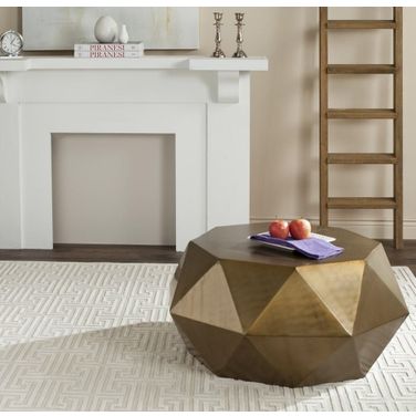 Astrid Brushed Brass Faceted Occasional Table Set