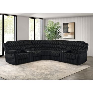 Atkinson Upholstered Reclining Sectional Sofa In Black