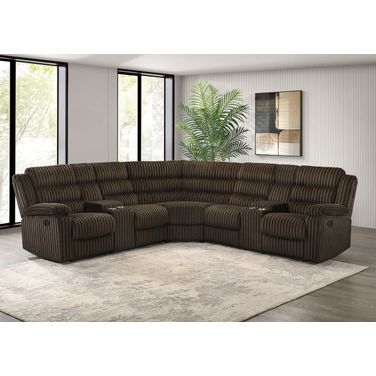 Atkinson Upholstered Reclining Sectional Sofa In Chocolate