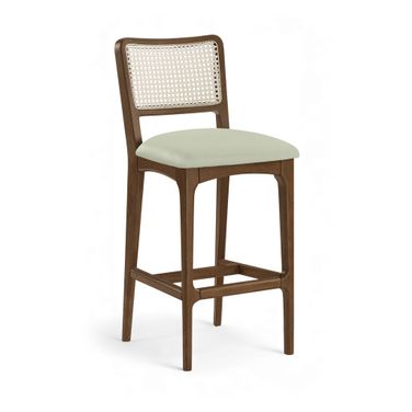 Atrium Cane Back and Vegan Leather Upholstered Bar Stool Set of 2 In Mint