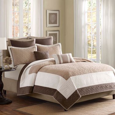 Attigham 7 Piece Full Or Queen Coverlet Set In Beige