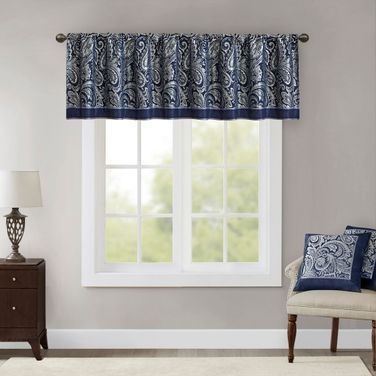 Aubrey Jacquard Window Valance In Navy