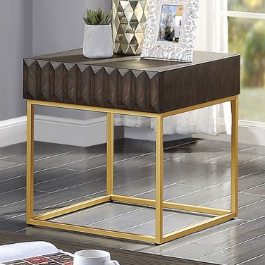 Augsburg End Table In Walnut and Gold