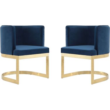 Aura Dining Chair in Royal Blue and Polished Brass (Set of 2)
