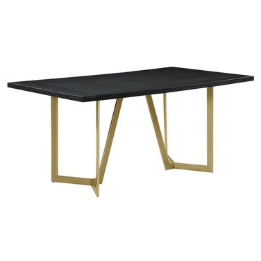 Aurelio 64 x 38 Inch Dining Table In Black Wood Top and Gold Painted Base