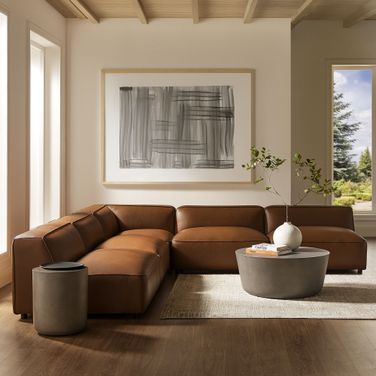 Auren 5-Piece Upholstered Armless L-Shaped Vegan Leather Modular Sofa In Coffee