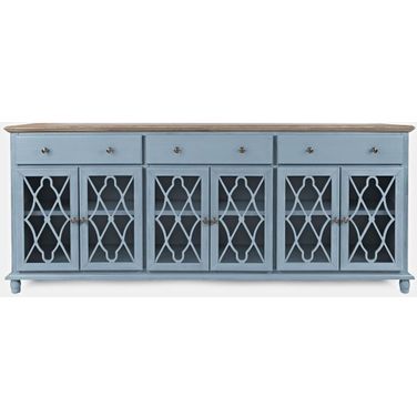 Aurora Hills Country Wire Brushed 6 Door Accent Chest In Blue
