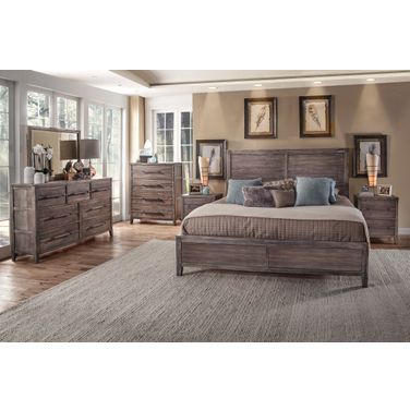 Aurora King Panel Bed with Footboard In Weathered Grey