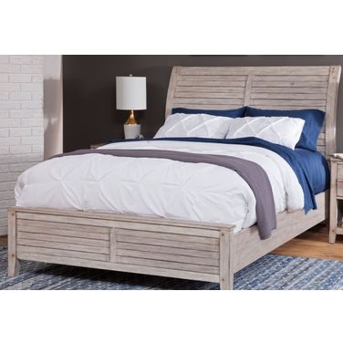 Aurora King Sleigh Bed with Panel Footboard In Whitewash