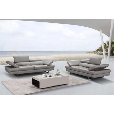 Aurora Grey Leather Living Room Set
