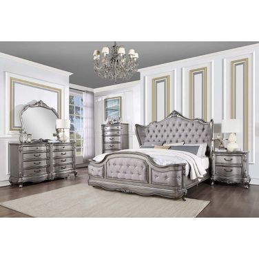 Ausonia Bedroom Set In Antique Platinum Finish