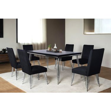 Ava Dining Room Set In Black and Silver