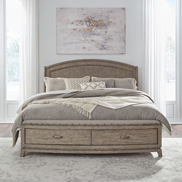 Avalon King Panel Storage Bed In Brown