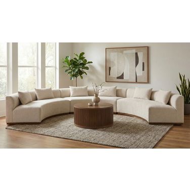 Avanti 221.25 Inch Chenille Fabric Upholstered 3-Piece Modular Sectional In Beige