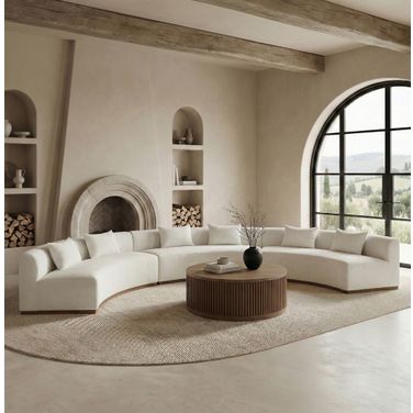 Avanti 221.25 Inch Chenille Fabric Upholstered 3-Piece Modular Sectional In Cream